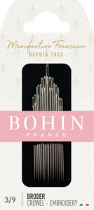 Bohin ~Embroidery/Crewel Needles Size 3/9 - 15/pkt