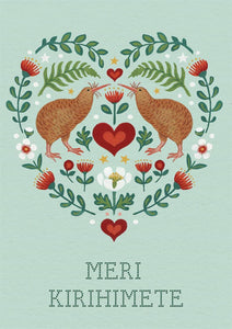 Wolfkamp & Stone - Kiwi Heart  - Christmas Card