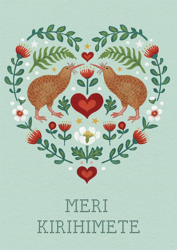 Wolfkamp & Stone - Kiwi Heart  - Christmas Card