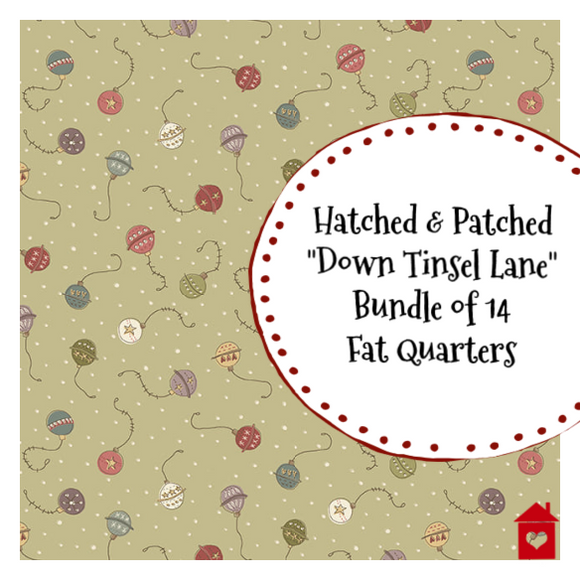 Hatched & Patched~ Down Tinsel Lane~ Fat Quarter Bundle of 14