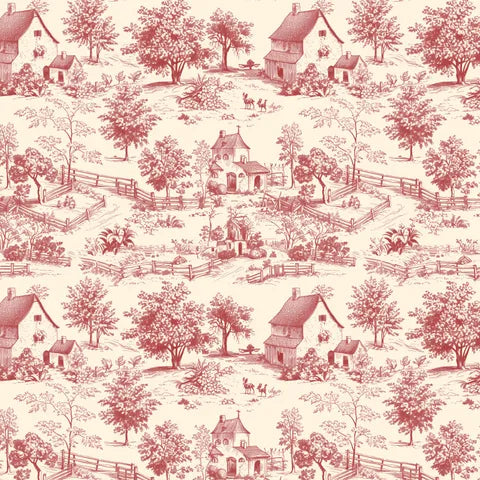 Toile de Jouy~ Farm ~ Red