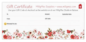 MillyMac Gift Card~ Printed Certificate