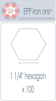 EPP Iron-Ons English Paper Piecing Templates *1 Hexagon - 100 pieces* By:  Hugs 'n Kisses